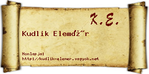Kudlik Elemér névjegykártya
